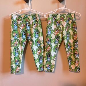 Charlies Project Lucky Pup Bluey Leggings | Green St Patricks Shamrocks | 18-24m